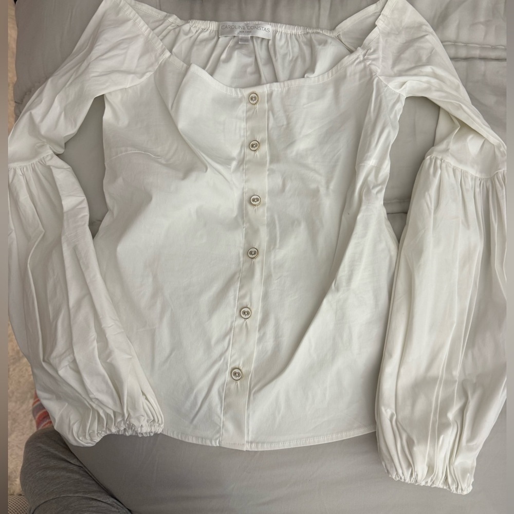 Caroline Constas White Off-Shoulder puff sleeve blouse-size small🤍
